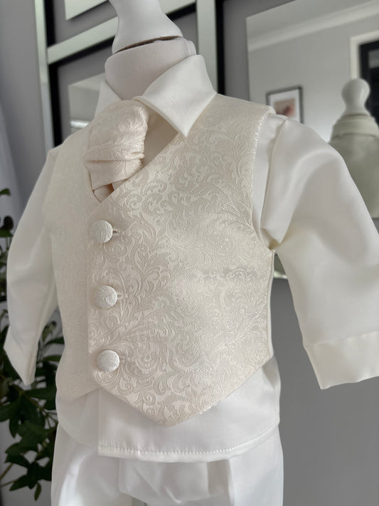 Boys Ivory Christening 4 Piece Christening Set