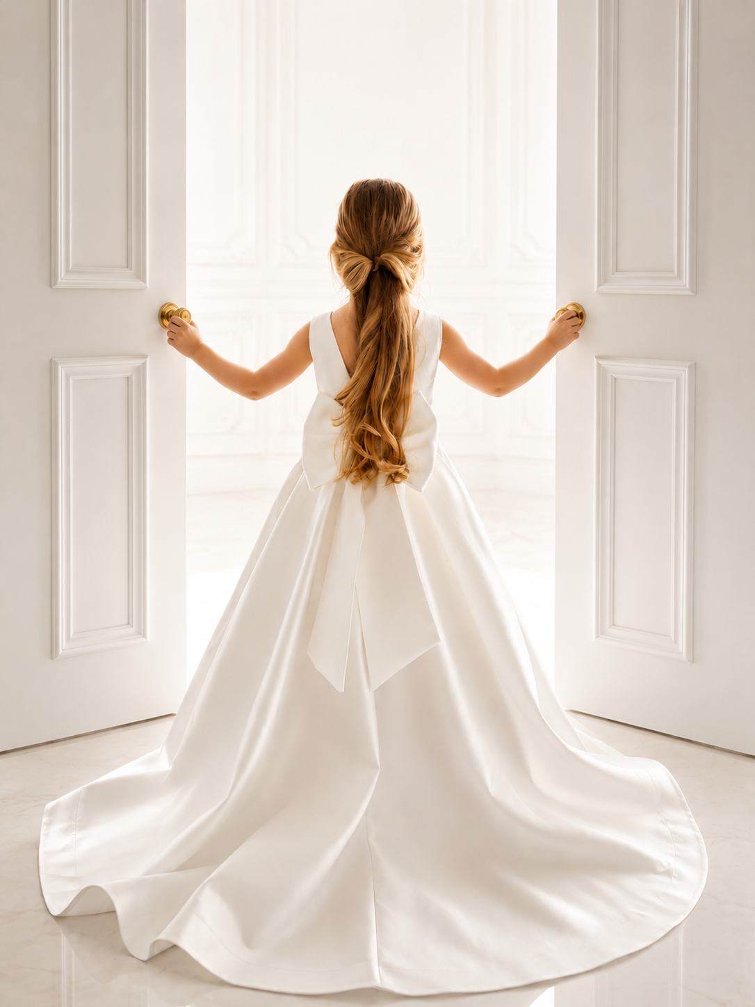 Sophie - Hand Made to Order - Holy Communion/Flower Girl Dress White or Ivory  Lace Bodice