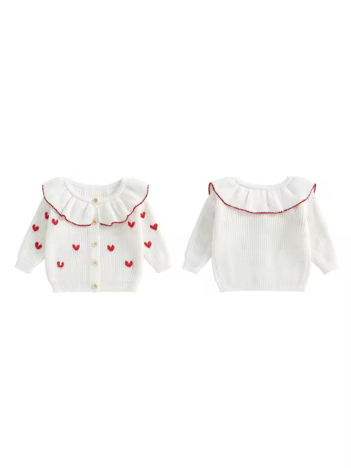 Girls “Valentines” Cardigan Red or White
