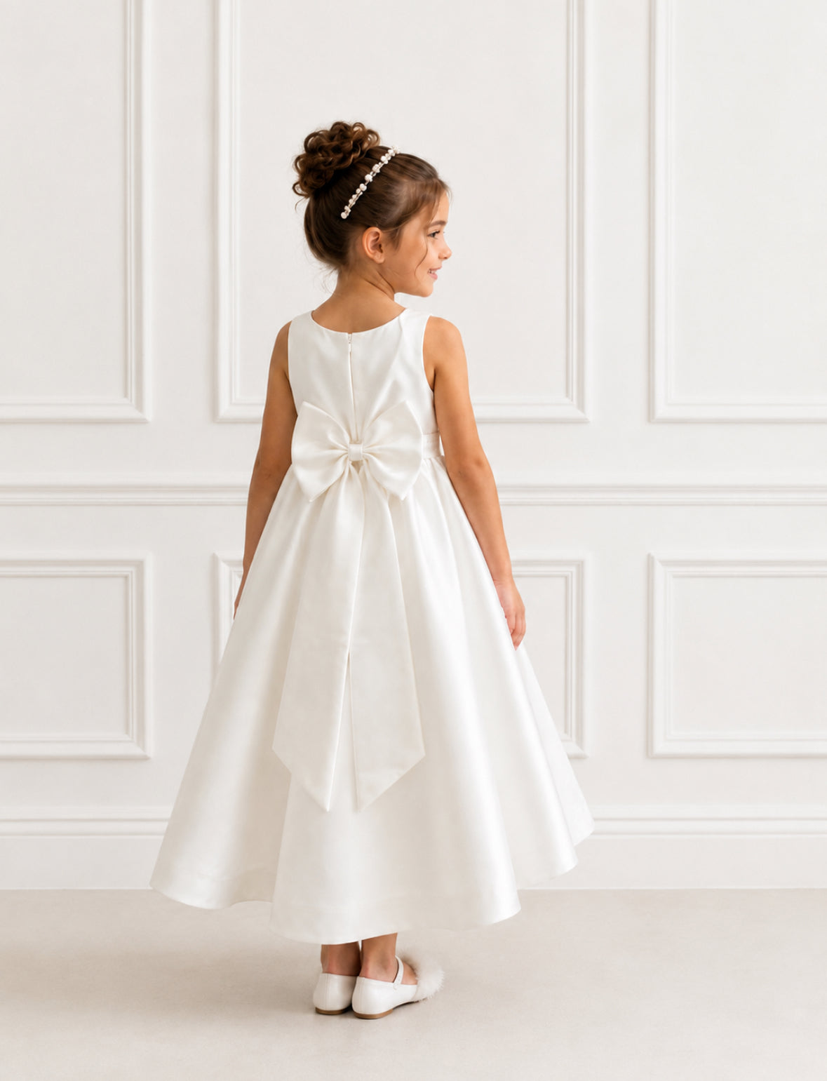 Sofia - PREMIUM COLLECTION Elegant Ivory Flower Girl Dress Handmade to order