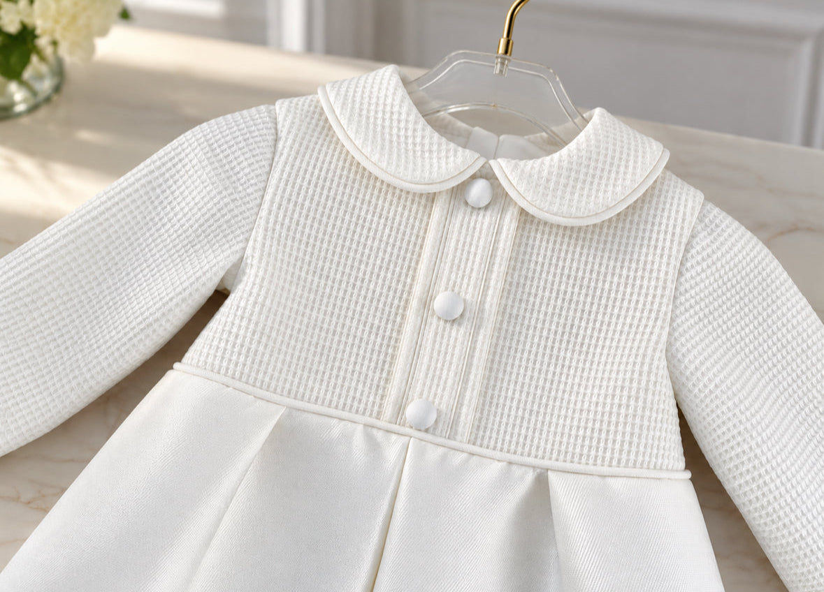 PREMIUM COLLECTION Jacob - Ivory Mikado Christening Romper Set