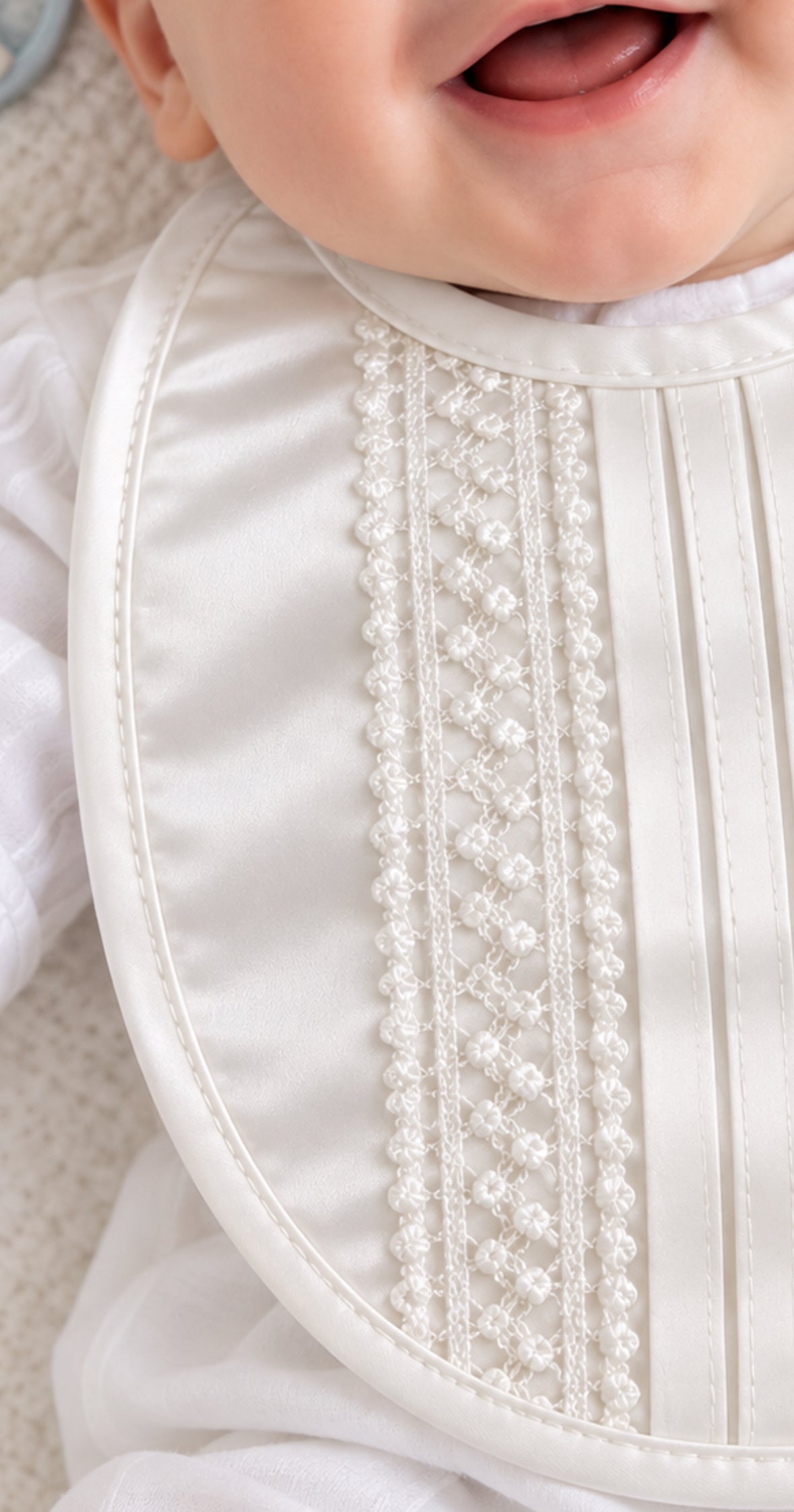 Luxury Satin Bib with Lace Trim