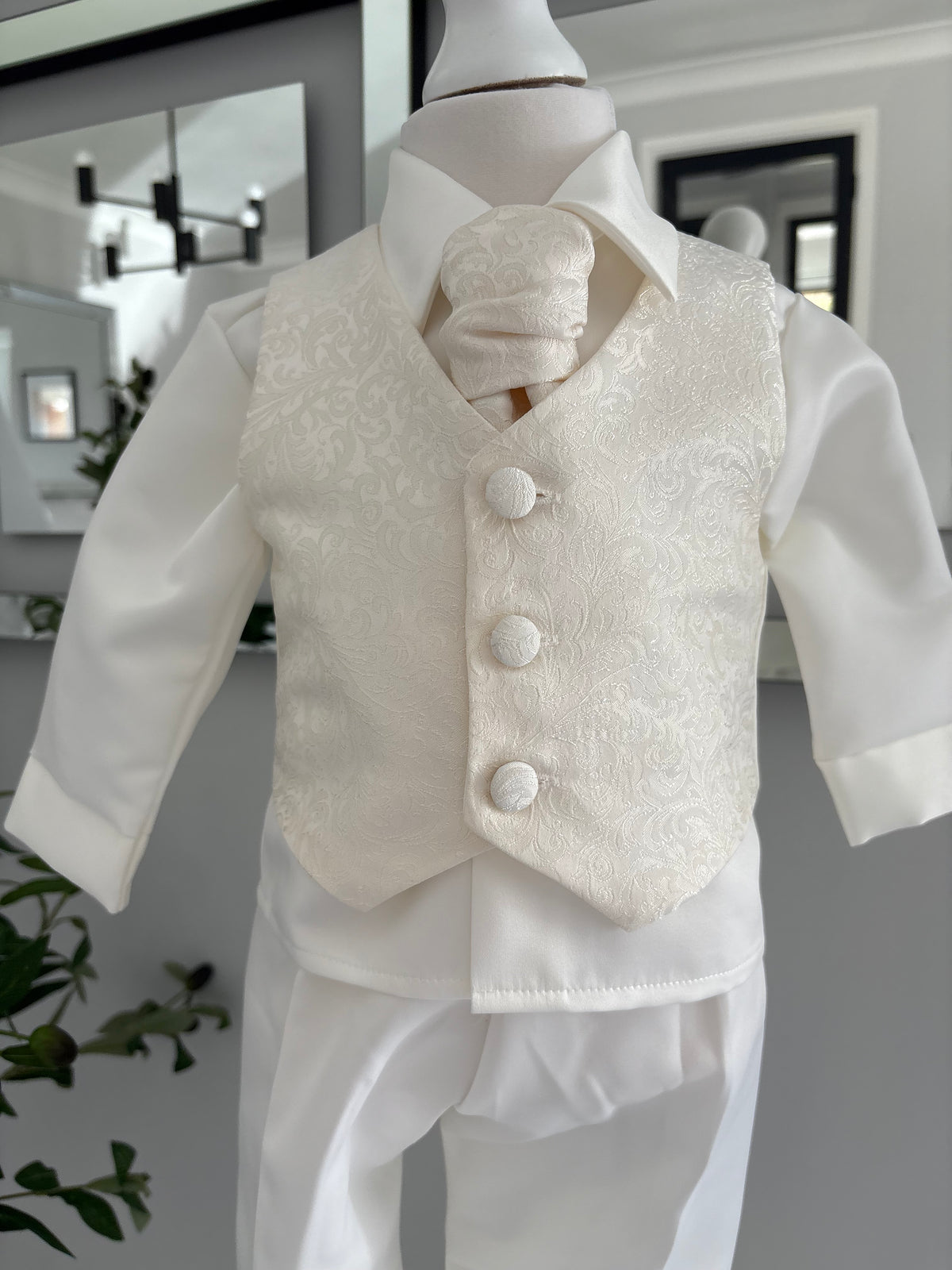 Boys Ivory Christening 4 Piece Christening Set