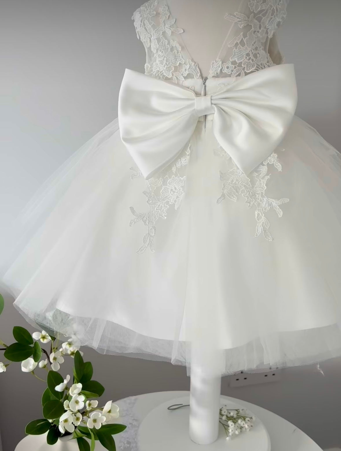 PREMIUM COLLECTION - Alice - Handmade Ivory & Lace Flower Girl Dress Matching Headband Available
