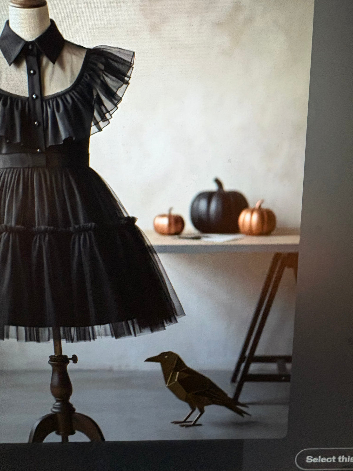 Wednesday Addams Inspired GirlsHalloween Dress, Lace Gloves & Skull Socks