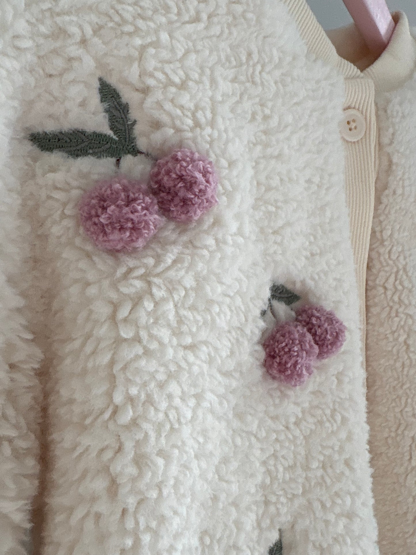 Girls Cherry Fleece Embroidered Jacket