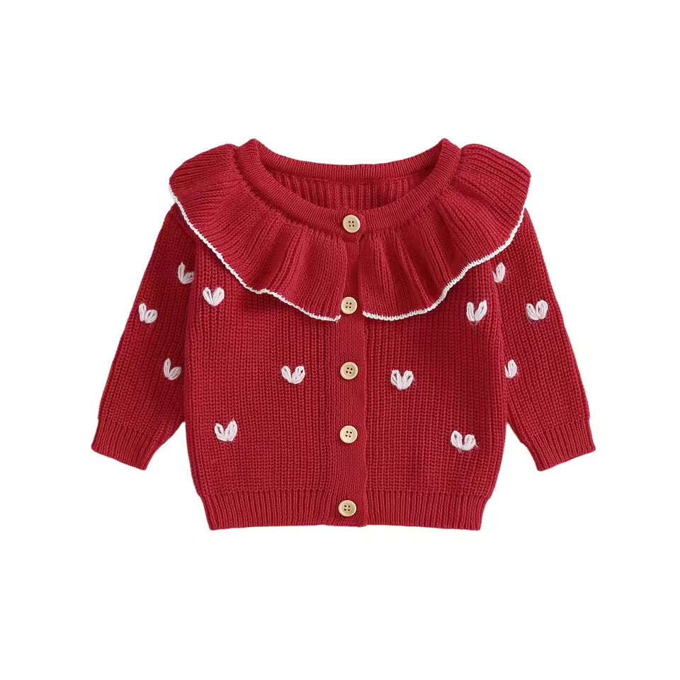 Girls “Valentines” Cardigan Red or White