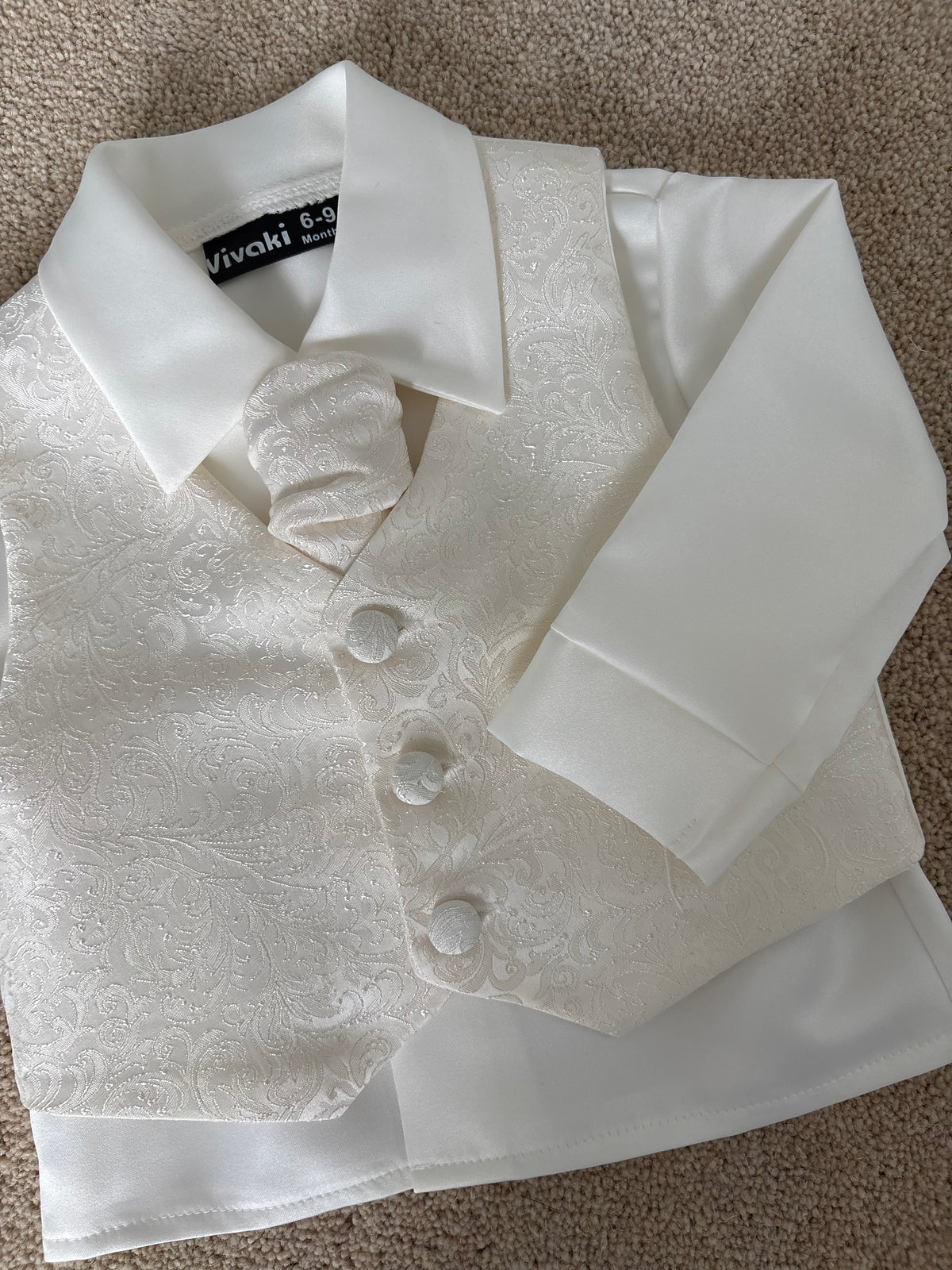 Boys Ivory Christening 4 Piece Christening Set