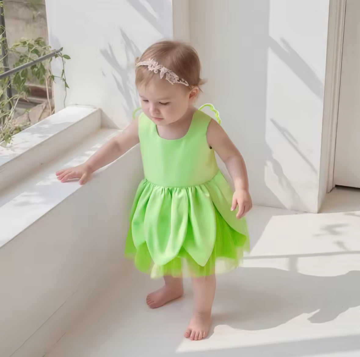 Baby Girls Tinkerbell Dress with Fabric & Sequin Wings