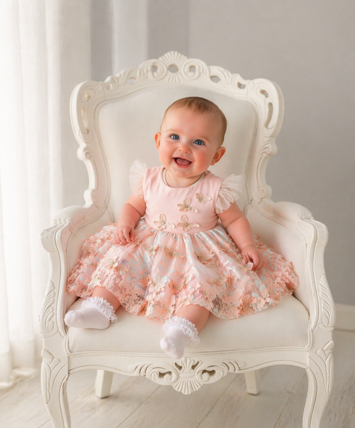 HAND MADE to Order - Pink Girls Butterfly Dress