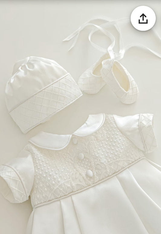 PREMIUM COLLECTION   - Jacob Ivory Mikado Christening Romper Set