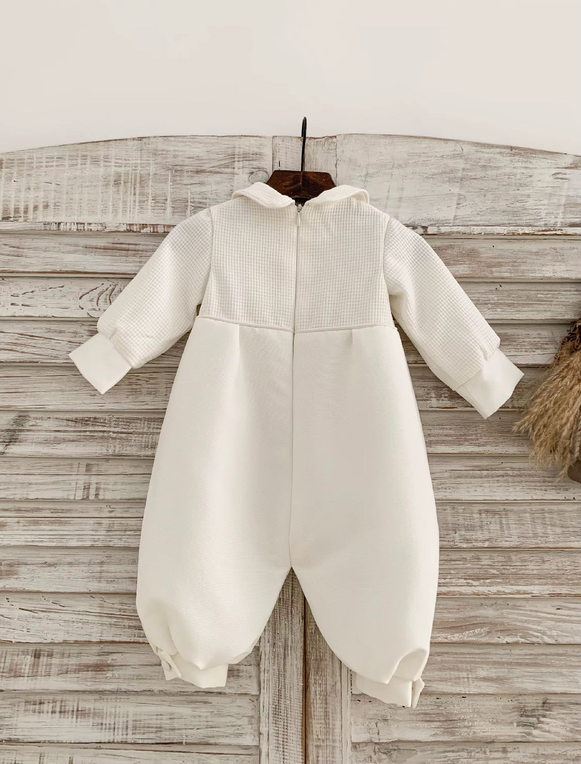 PREMIUM COLLECTION Jacob - Ivory Mikado Christening Romper Set