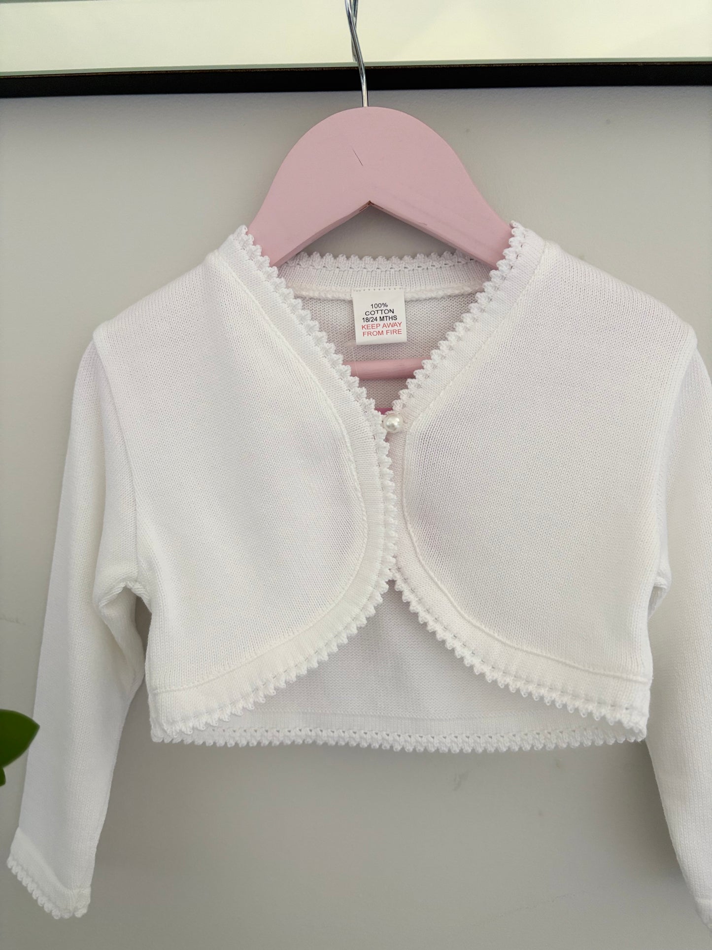 Girls Soft Cotton Cardigan/Bolero with Pearl Button