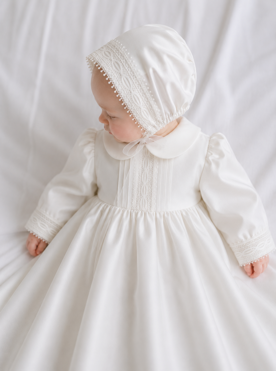 PREMIUM COLLECTION - Unisex Traditional Ivory long sleeved Christening Gown