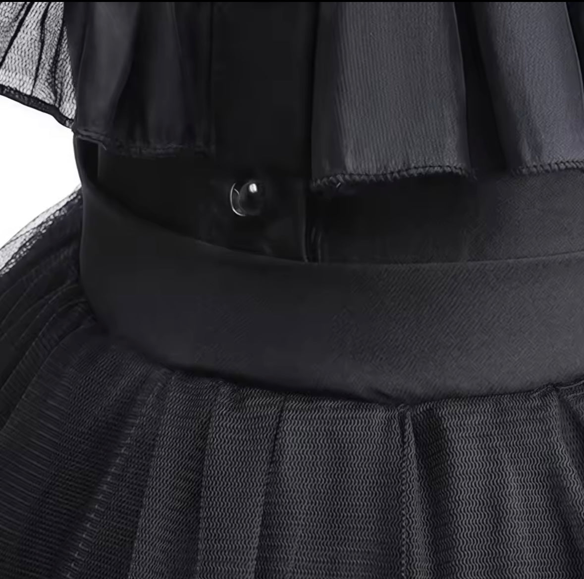 Wednesday Addams Inspired GirlsHalloween Dress, Lace Gloves & Skull Socks