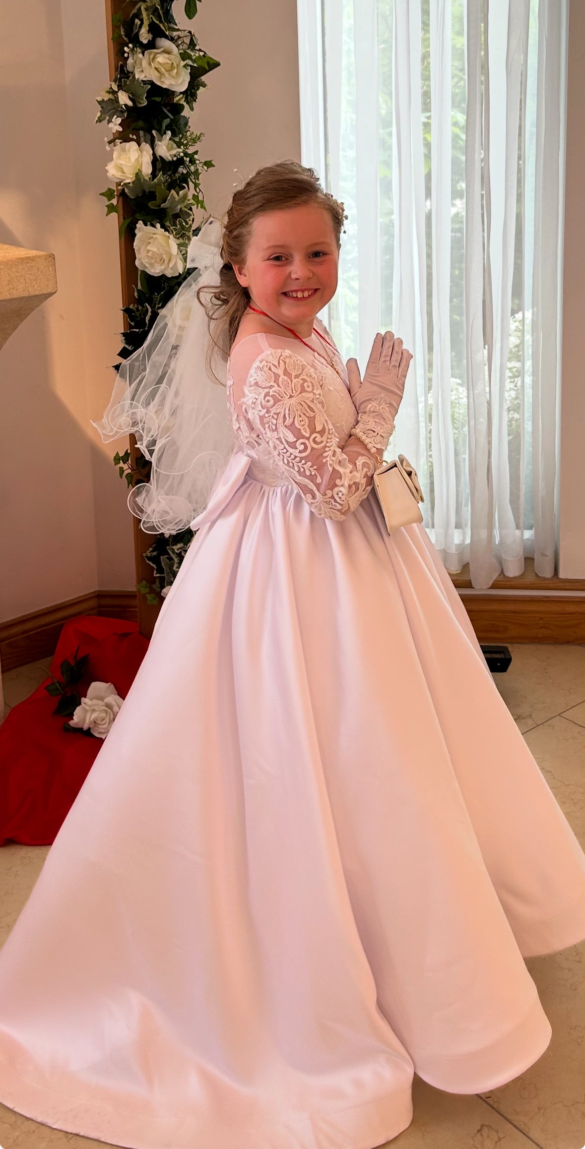 Delilah - Holy Communion/Flower Girl Dress Ivory or White Handmade - 8 weeks Delivery.
