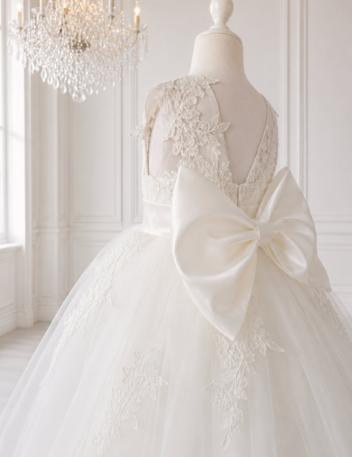PREMIUM COLLECTION - Alice - Handmade Ivory & Lace Flower Girl Dress Matching Headband Available