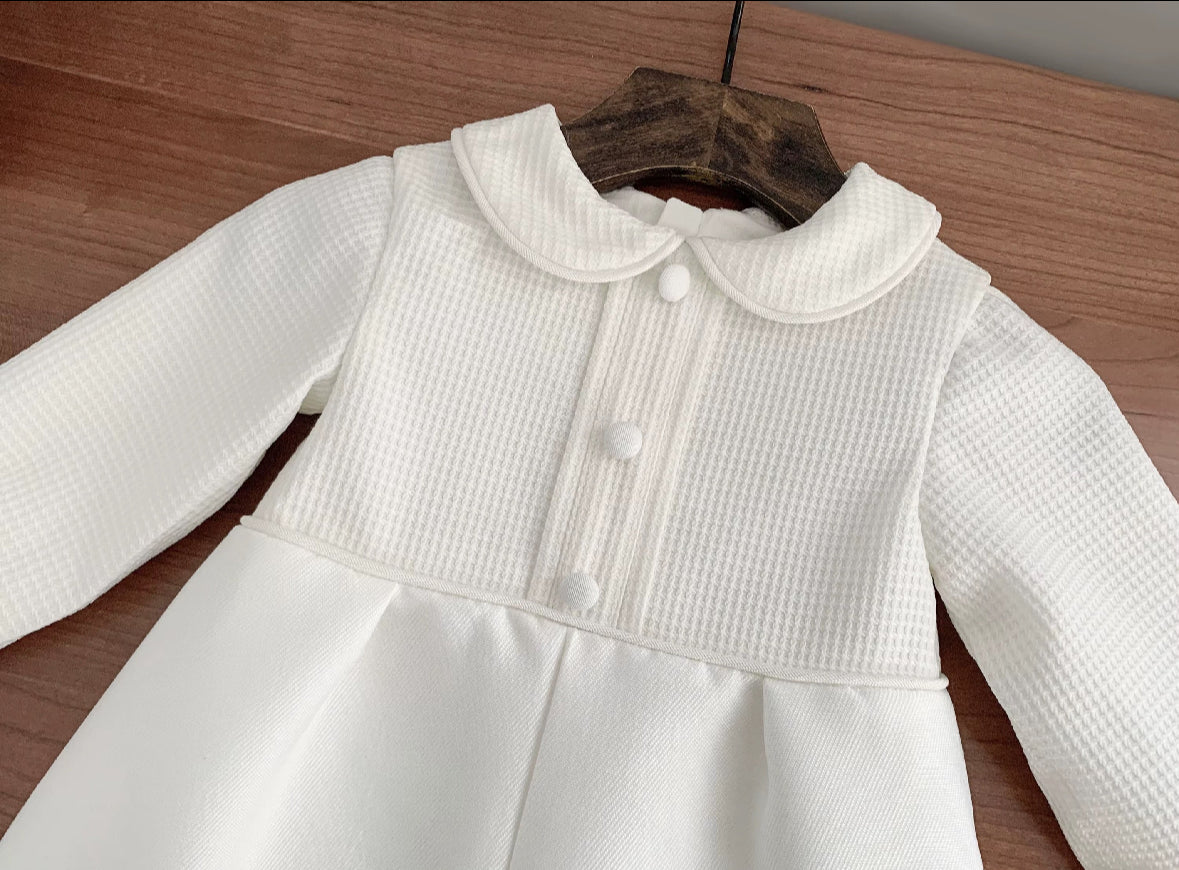 PREMIUM COLLECTION Jacob - Ivory Mikado Christening Romper Set