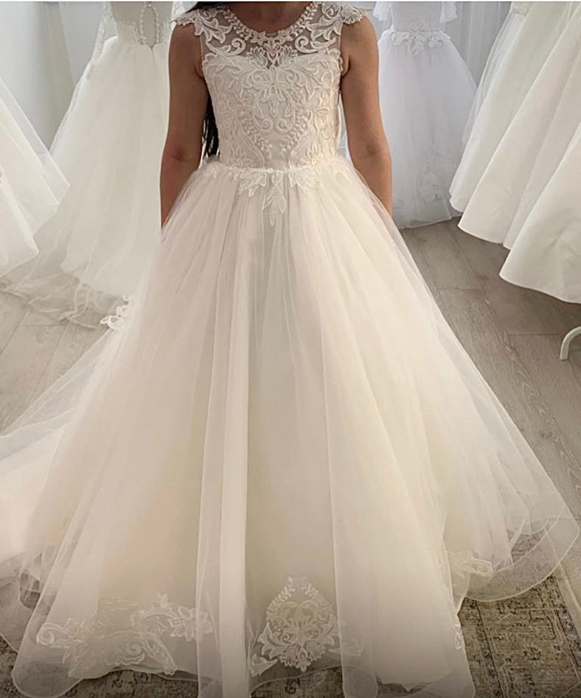 The Amber Dress - Elegant Lace, Embellishment & Tulle Holy Communion/Flower Girl Dress – Timeless Romance