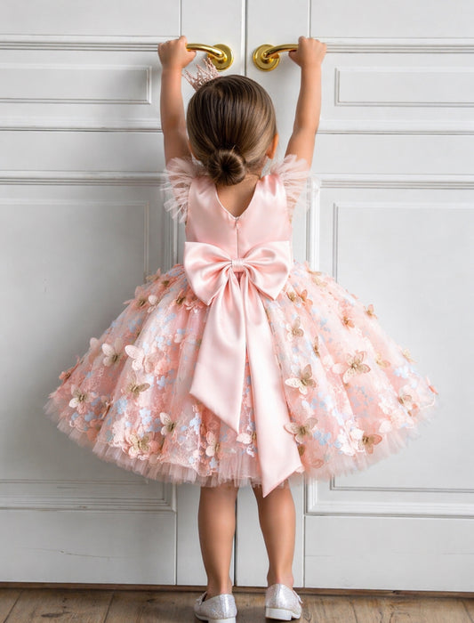 HAND MADE to Order - Pink Girls Butterfly Dress