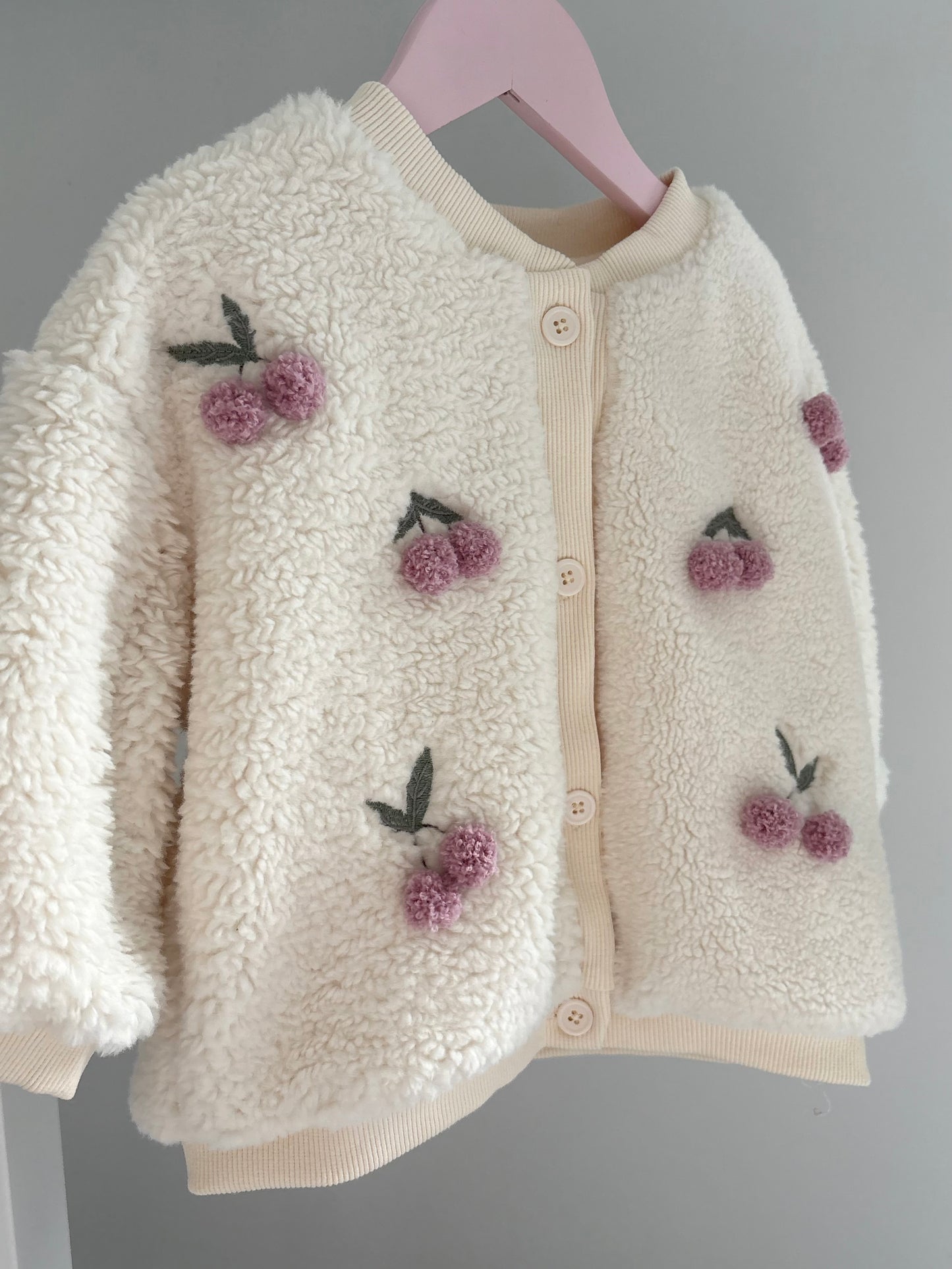 Girls Cherry Fleece Embroidered Jacket