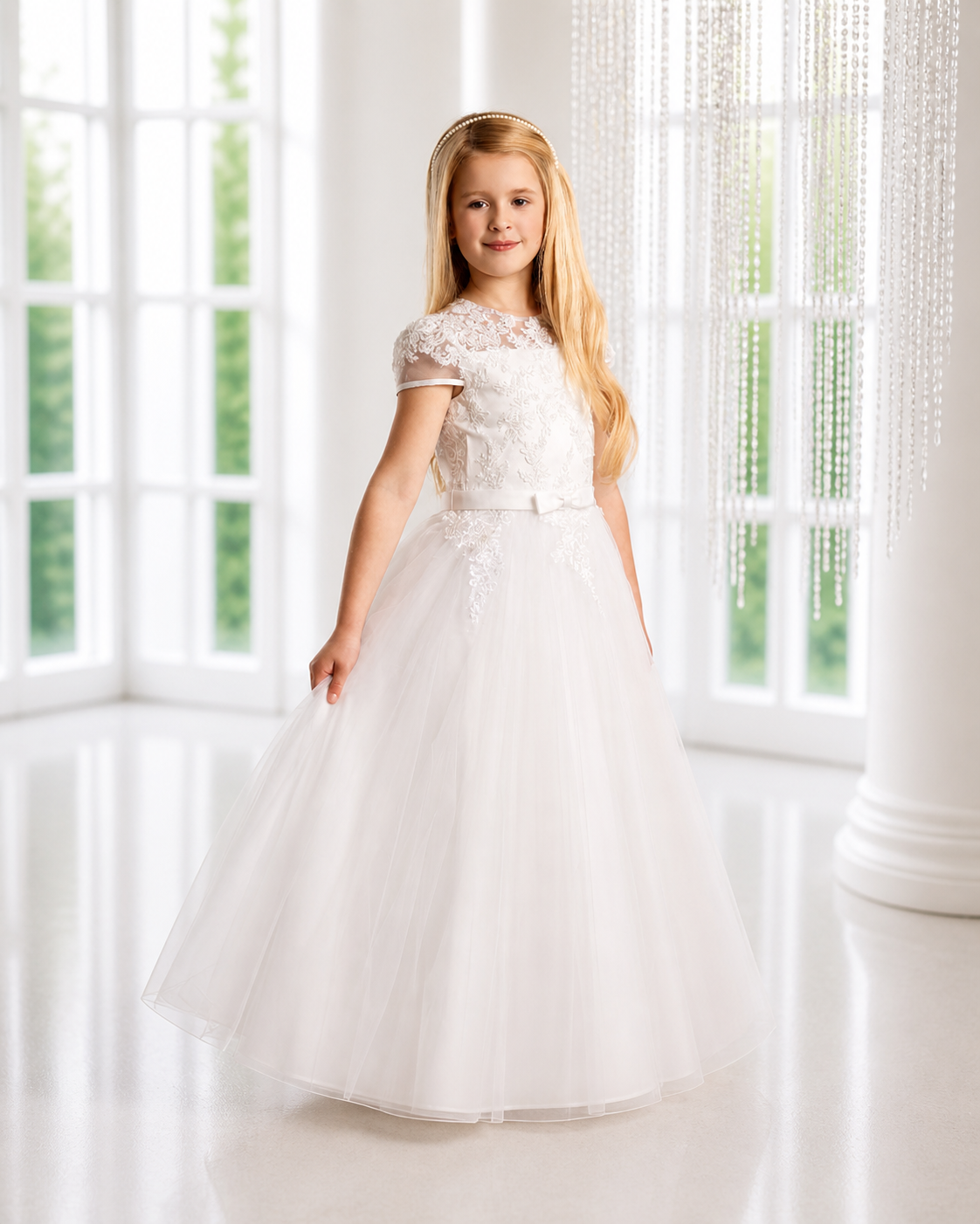 Lauren - Holy Communion/ Flower Girl Lace Embellishment Dress Ages 7-11 Years