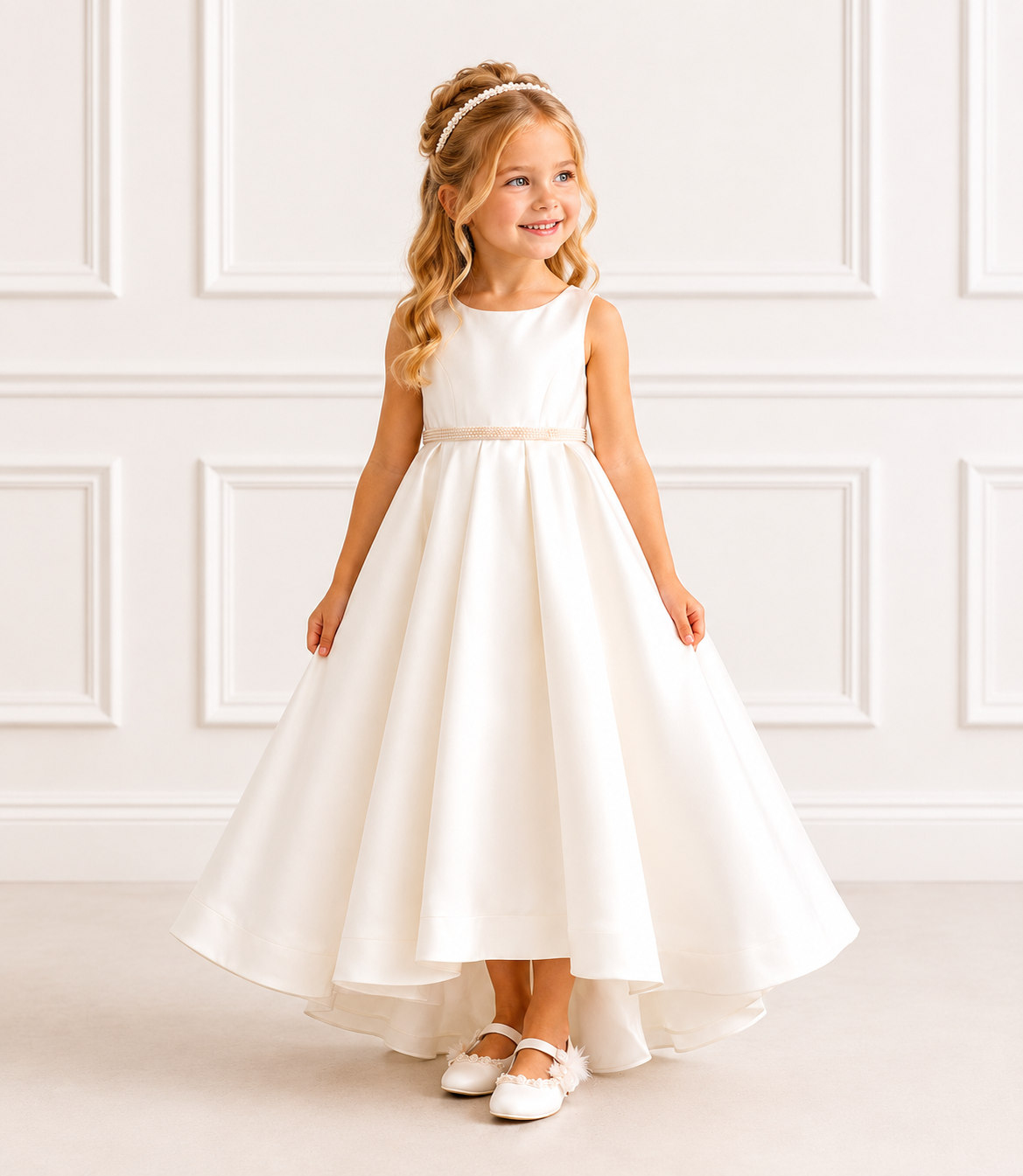 Sophie - Hand Made to Order - Holy Communion/Flower Girl Dress White or Ivory  Lace Bodice