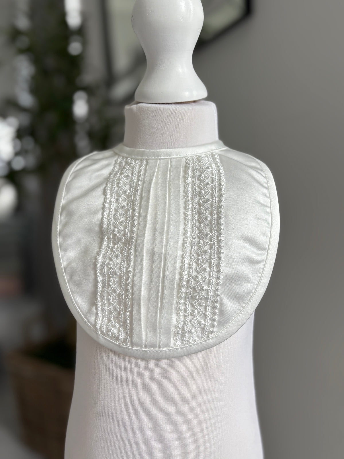 Luxury Satin Bib with Lace Trim