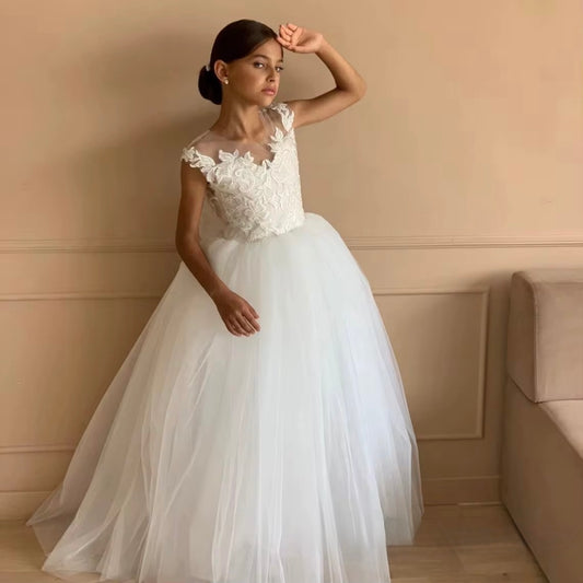 The Tiffany Dress - Elegant Lace & Tulle Holy Communion/Flower Girl Dress – Timeless Romance