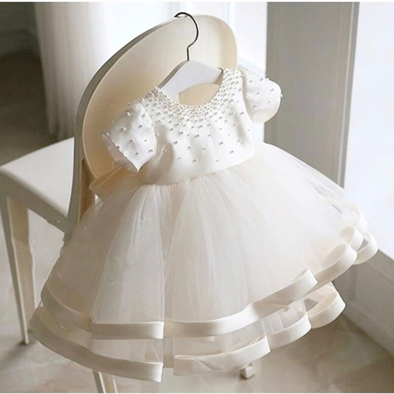 OFFER - Beatrice - Girls Pearl Accent Christening/Flower Girl Dress