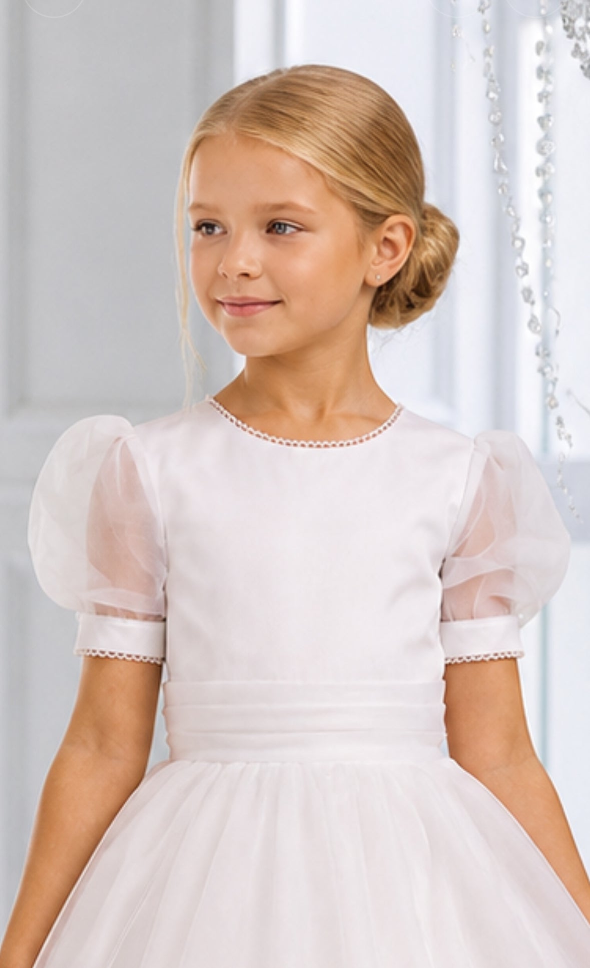 Lola - Holy Communion Dress Age 7-11 Years - White Organza