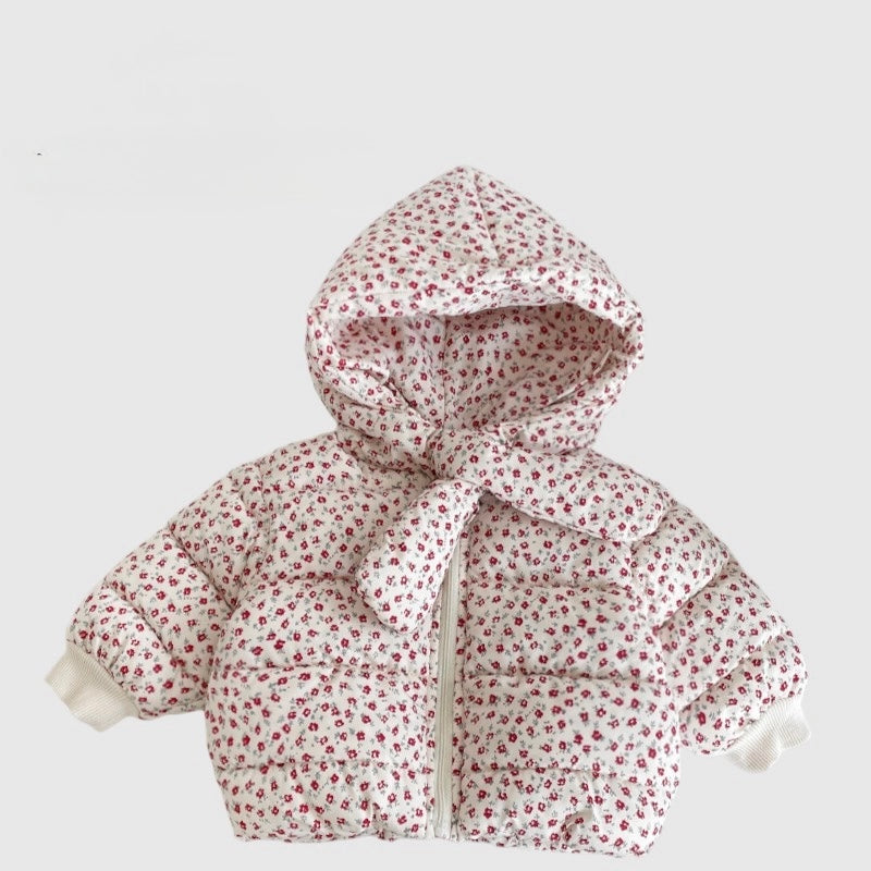 Baby Girls Winter Jacket - Delicate Rose Bloom Design