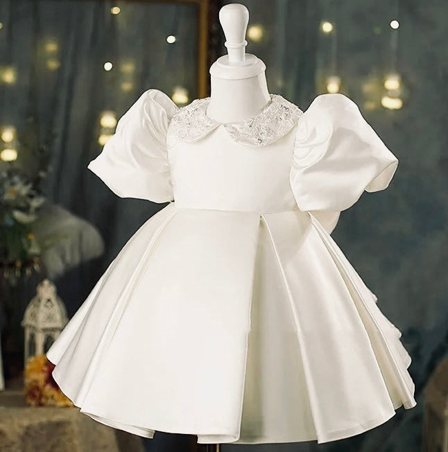 Premium Collection - Anya Girls Handmade Embellishment Satin Dress