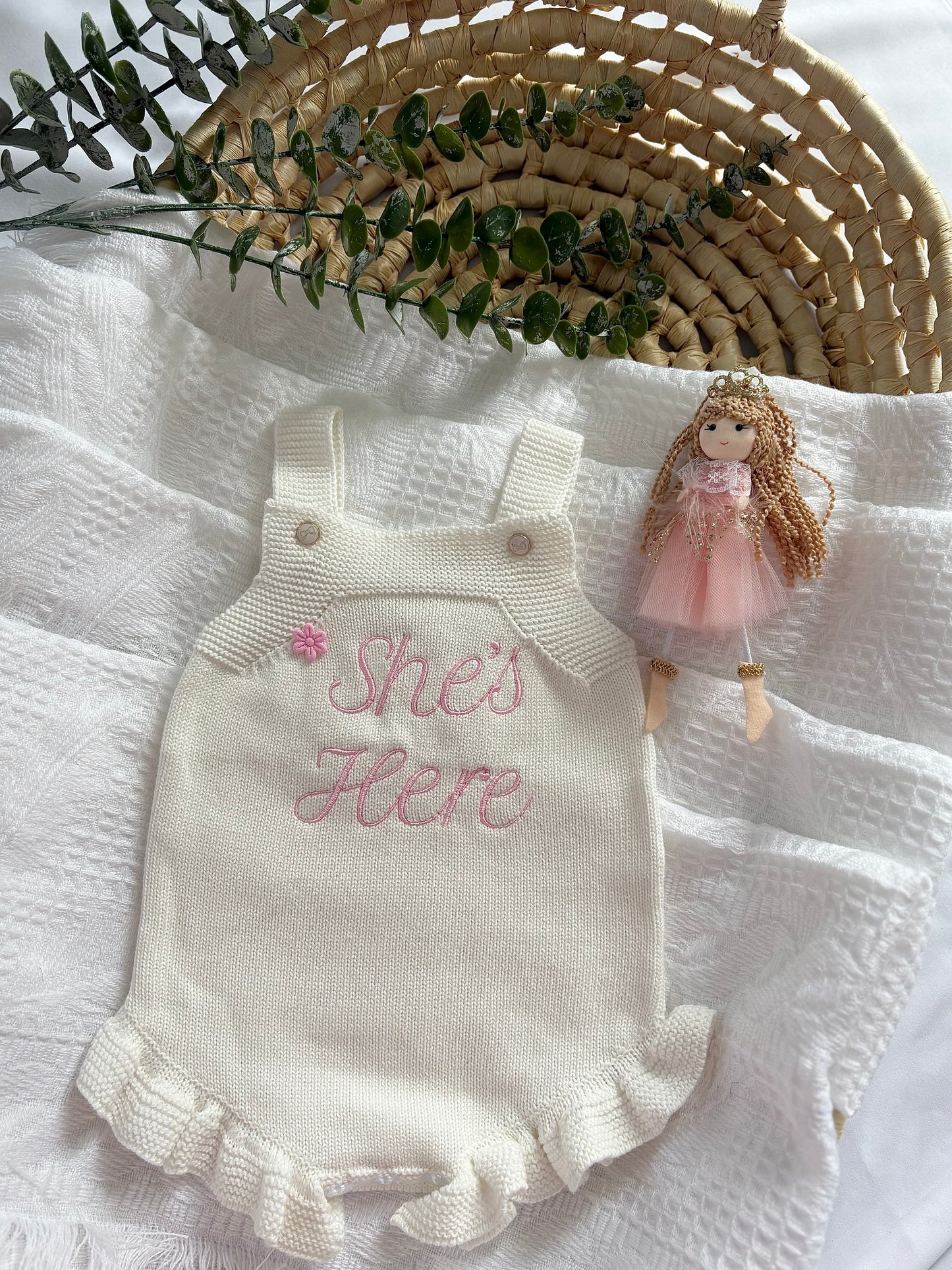 Baby Girls “Coming Home” Handmade Knitted Romper