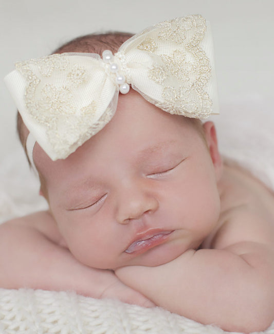 Ivory Satin & Lace Hairband