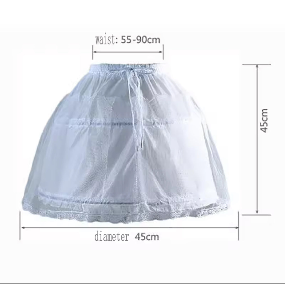 Girls Petticoat Underskirt - One Size Waist 55-90cm
