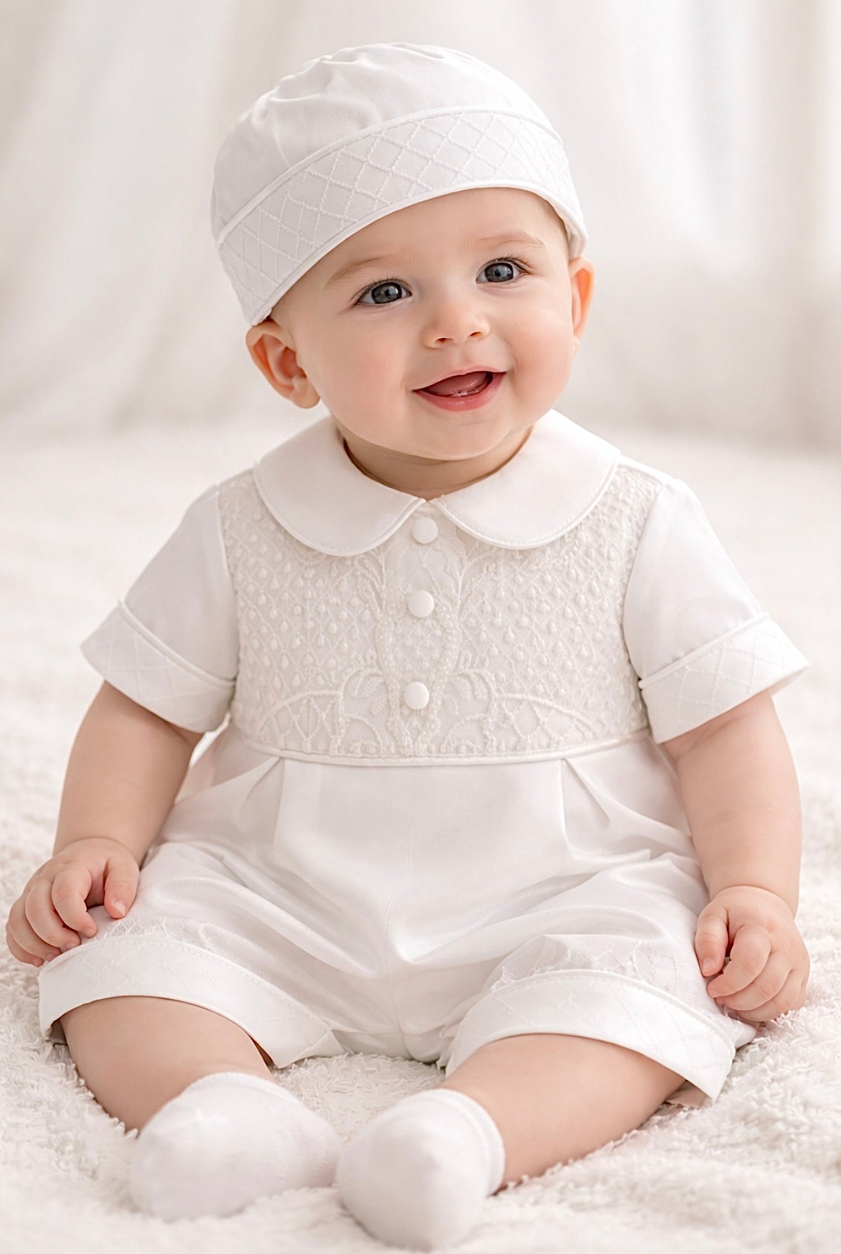 PREMIUM COLLECTION   - Jacob Ivory Mikado Christening Romper Set