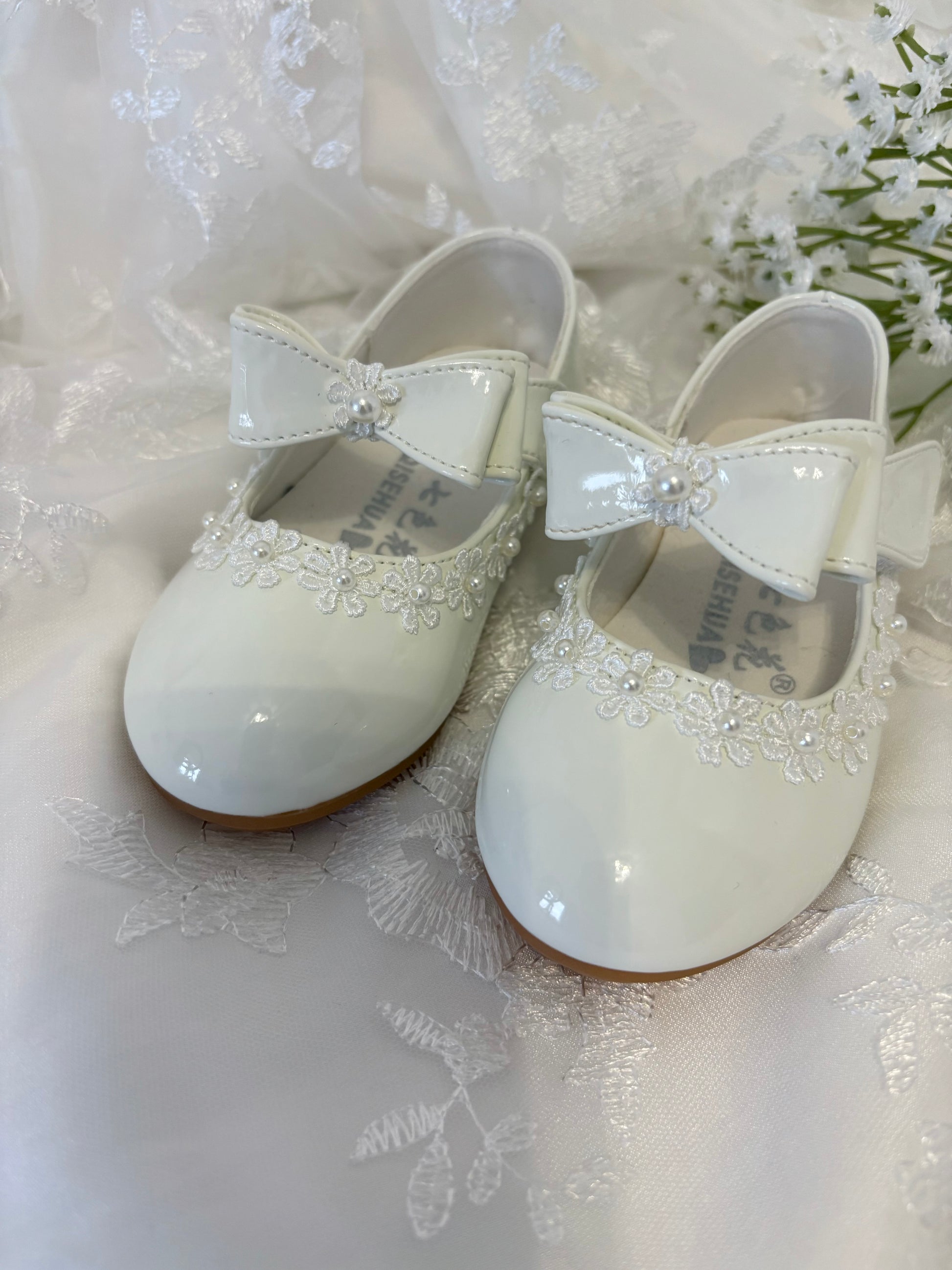 Off white flower girl shoes sales