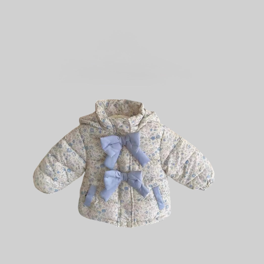Girls Winter Padded Jacket - Flower and Rabbit Design