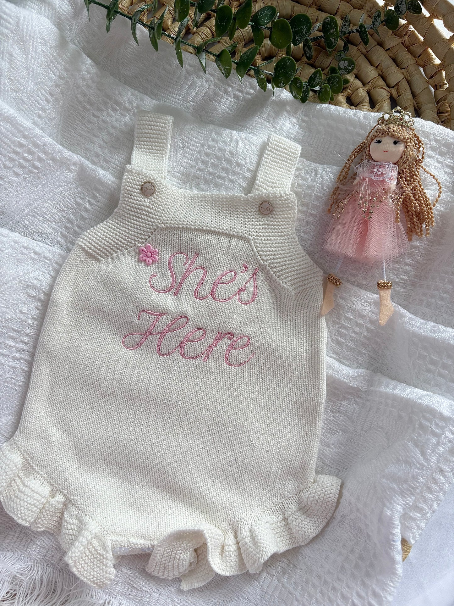 Baby Girls “Coming Home” Handmade Knitted Romper