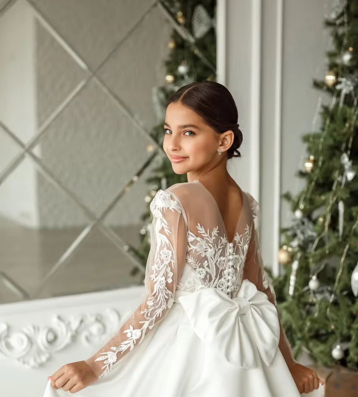 The Antoinette Dress - Holy Communion / Flower Girl Dress - Handmade - 6 weeks delivery. WHITE OR IVORY