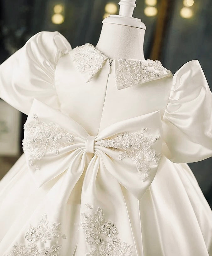 Premium Collection - Anya Girls Handmade Embellishment Satin Dress