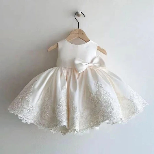 Girls Ivory Embroidered Flower Girl Dress