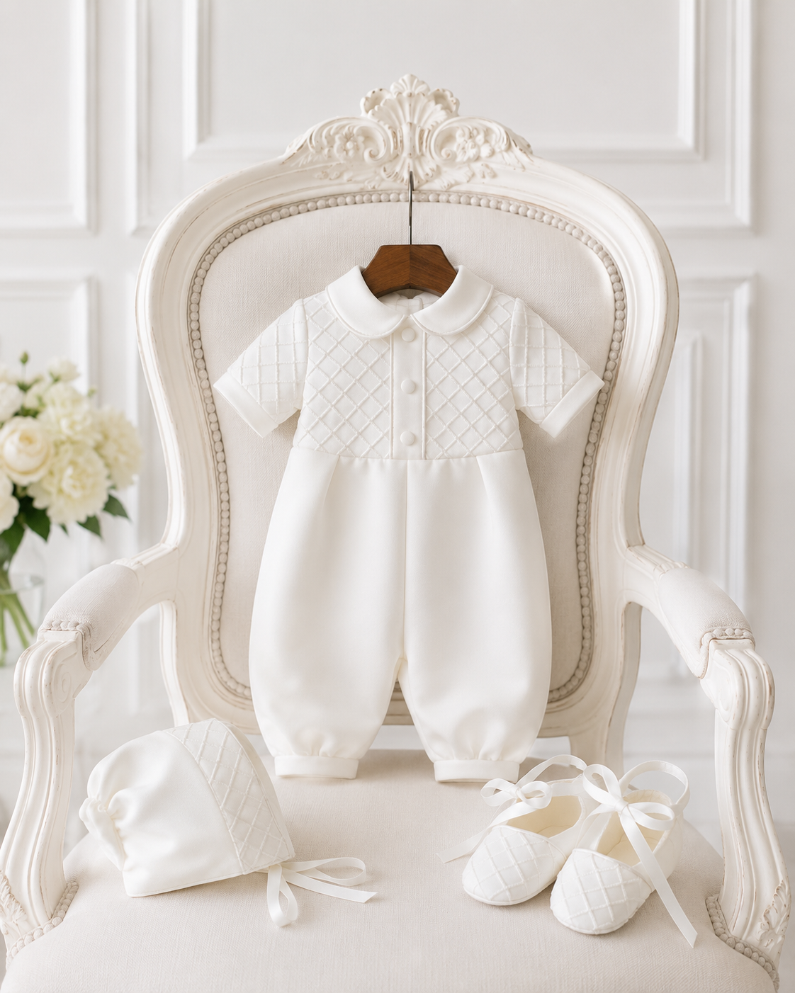 PREMIUM COLLECTION Theo -  Handmade Boys Christening 3 Piece Christening