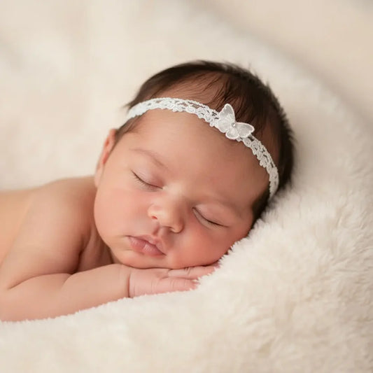 Delicate Lace Headband Decorated with Diamante and Butterfly
