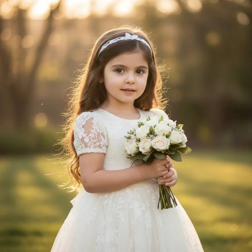 Delicate Lace Headband Decorated with Diamante and Butterfly