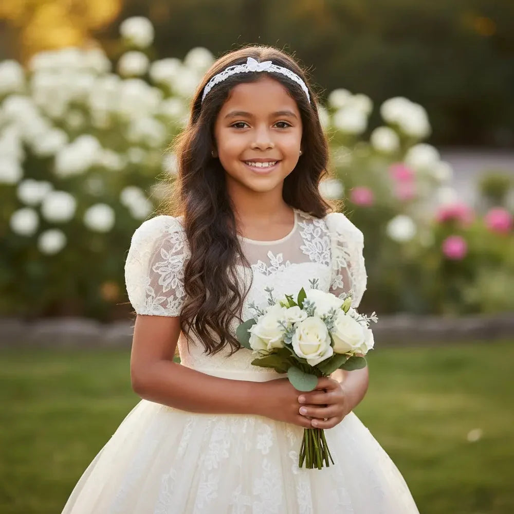 Delicate Lace Headband Decorated with Diamante and Butterfly