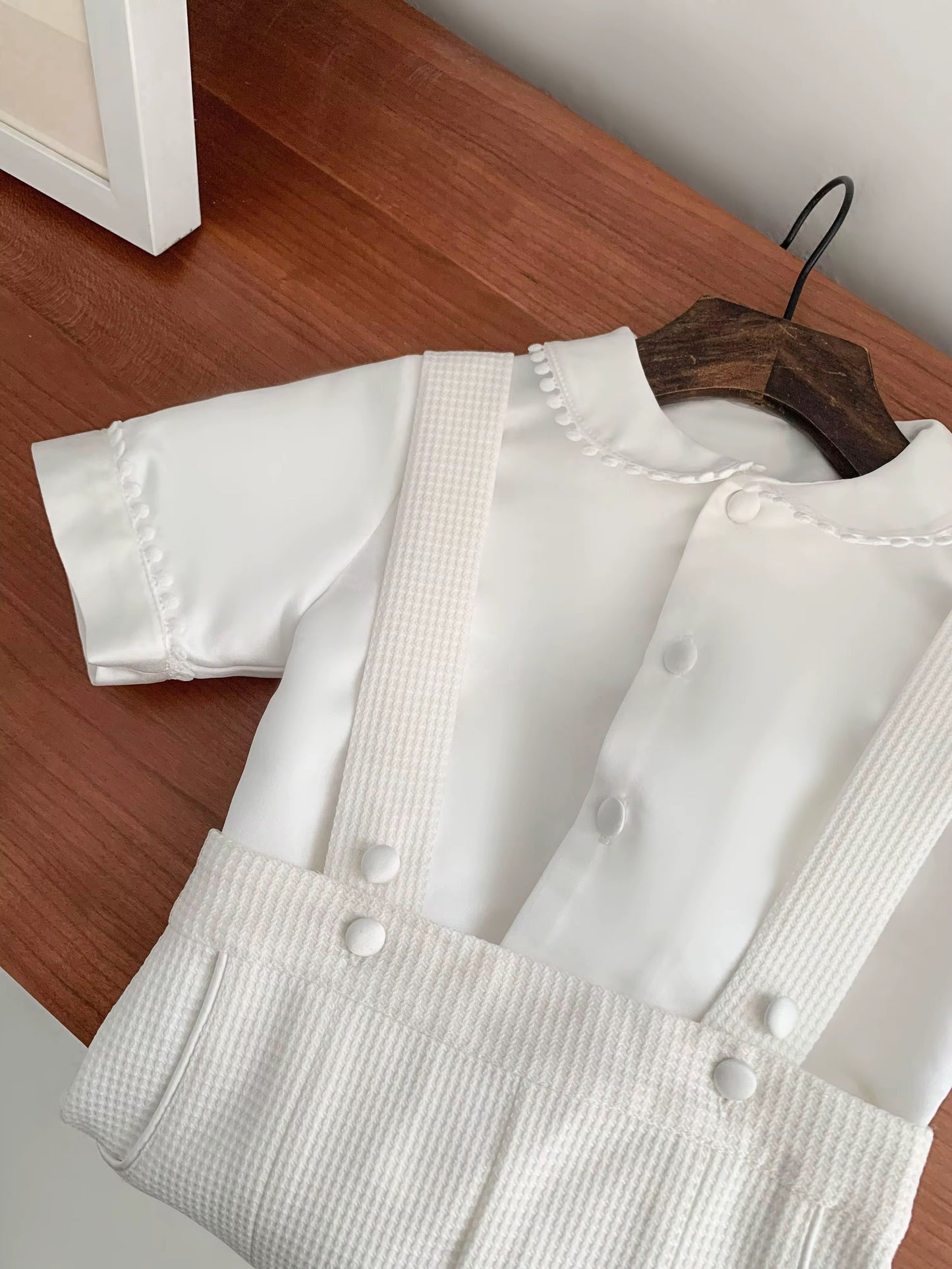 Thomas - PREMIUM COLLECTION Boys Traditional Ivory 2 Piece Christening Outfit - Short Sleeve Shirt & Shorts