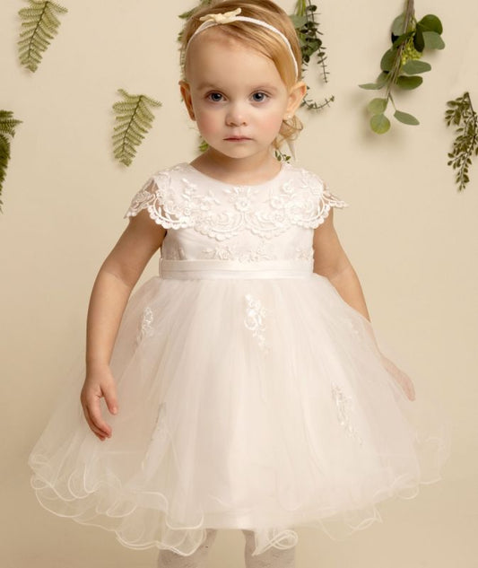 Adorable Lace Tulle Dress for Girls available in Ivory or White