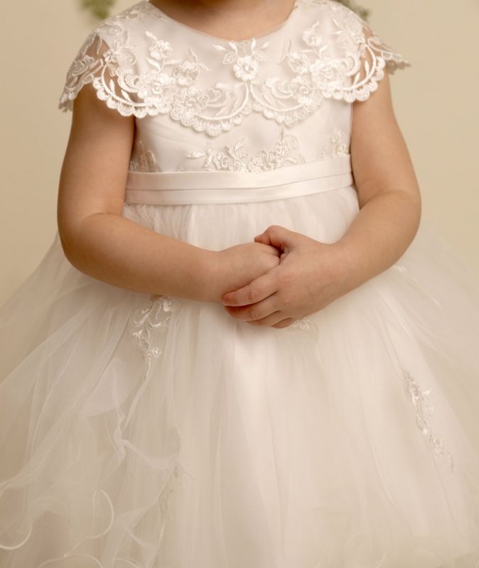 Adorable Lace Tulle Dress for Girls available in Ivory or White